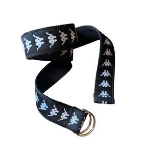 Kappa 222 banda Belt Men's D-Ring Webbing Logo Tape Streetwear Black Size 130 XL